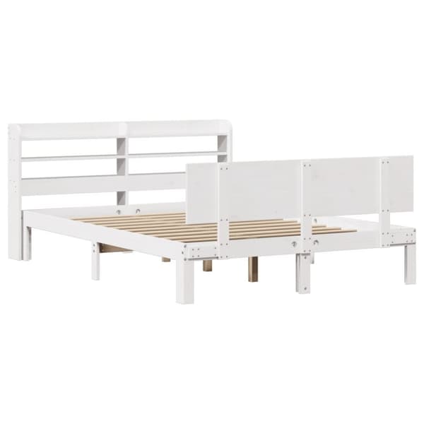 vidaXL sengeramme med sengegavl 140x190 cm massivt fyrretræ hvid