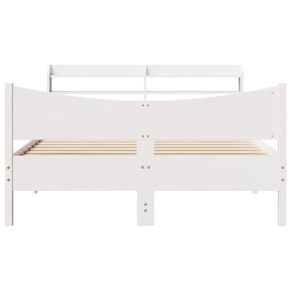 vidaXL sengeramme med sengegavl 140x190 cm massivt fyrretræ hvid