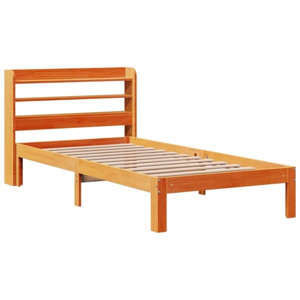 vidaXL Sängynrunko ilman patjaa vahanruskea 90x190 cm täysi mänty
