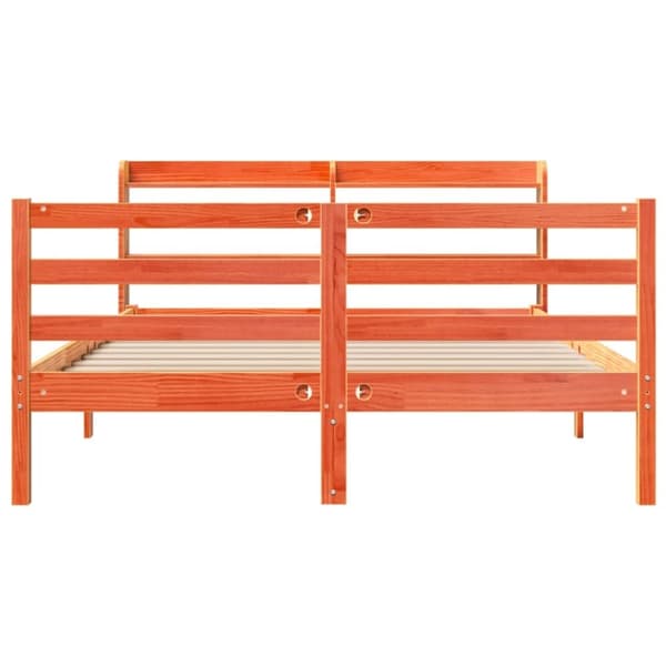 vidaXL sengeramme uden madras 140x190 cm massivt fyrretræ gyldenbrun