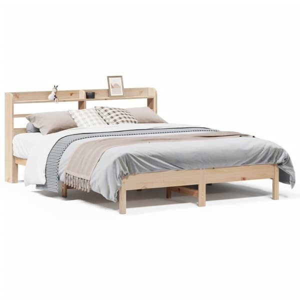 vidaXL sengeramme uden madras 135x190 cm massivt fyrretræ hvid