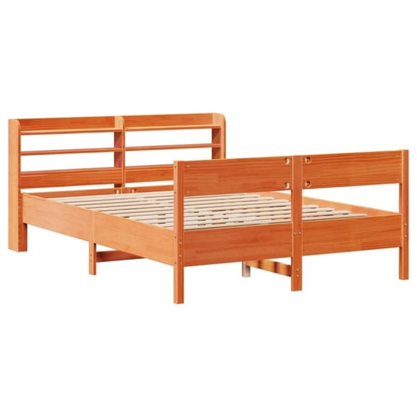 vidaXL Sängynrunko ilman patjaa vahanruskea 135x190 cm täysi mänty