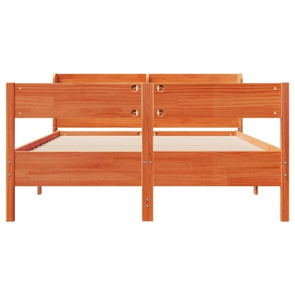 vidaXL Sängynrunko ilman patjaa vahanruskea 135x190 cm täysi mänty
