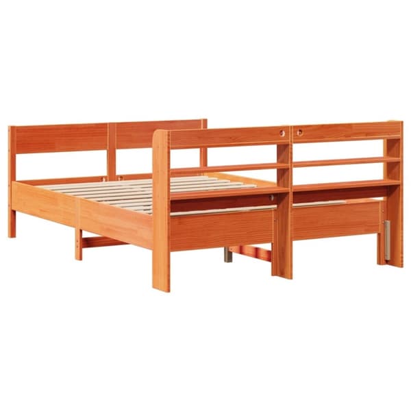 vidaXL Sängynrunko ilman patjaa vahanruskea 135x190 cm täysi mänty