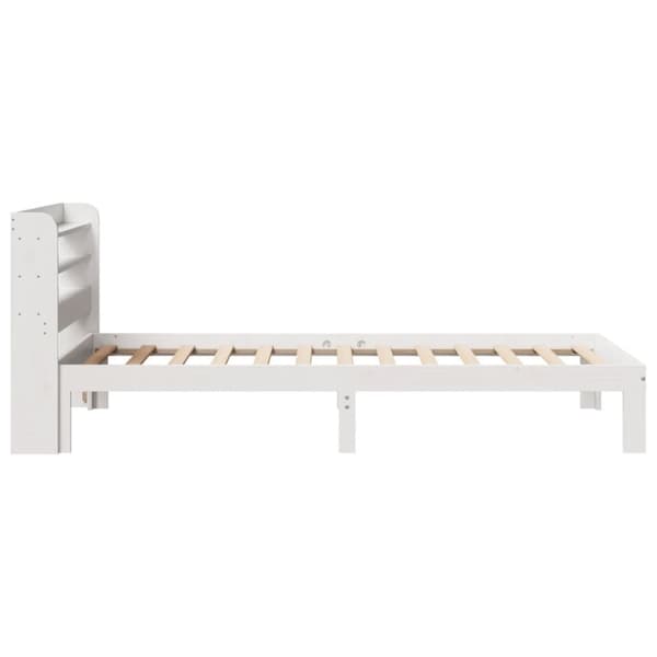 vidaXL Sängynrunko sängynpäädyllä valkoinen 90x200 cm täysi mänty