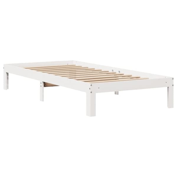 vidaXL Sängynrunko sängynpäädyllä valkoinen 90x200 cm täysi mänty