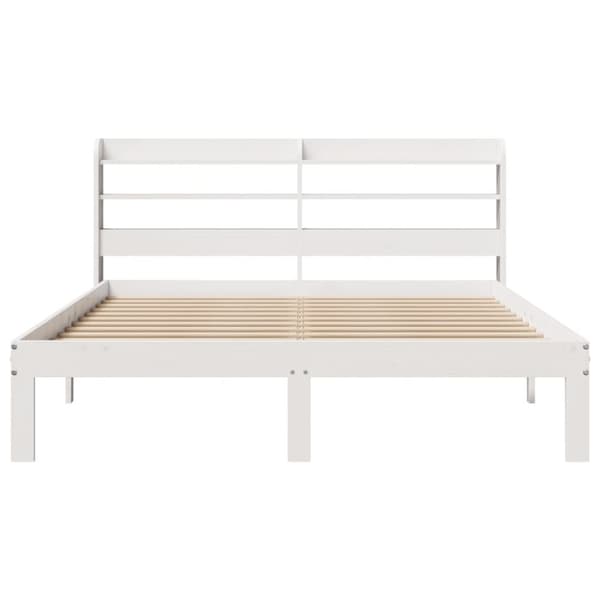 vidaXL Sängynrunko päädyllä valkoinen 135x190 cm täysi mänty
