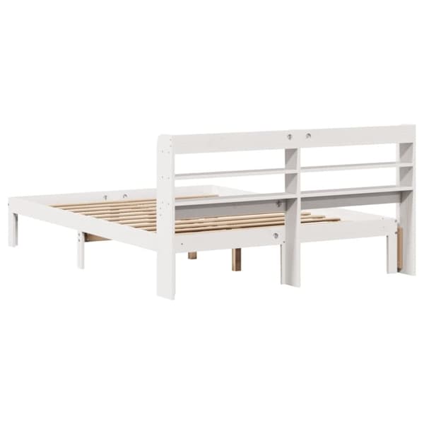 vidaXL Sängynrunko päädyllä valkoinen 135x190 cm täysi mänty