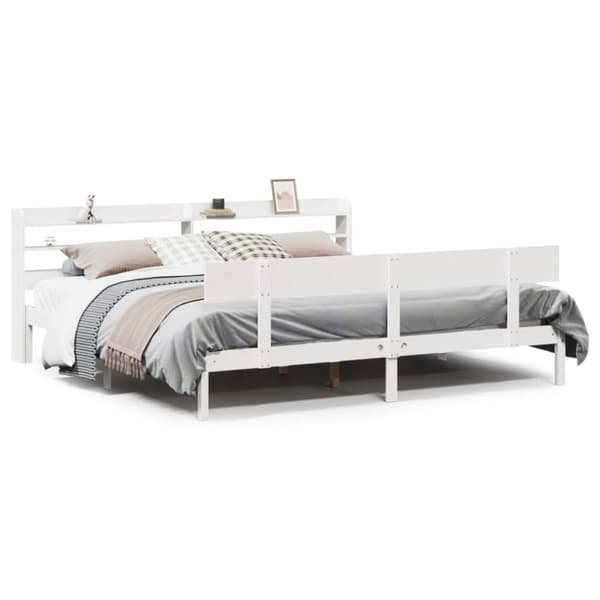 vidaXL sengeramme uden madras 200x200 cm massivt fyrretræ hvid