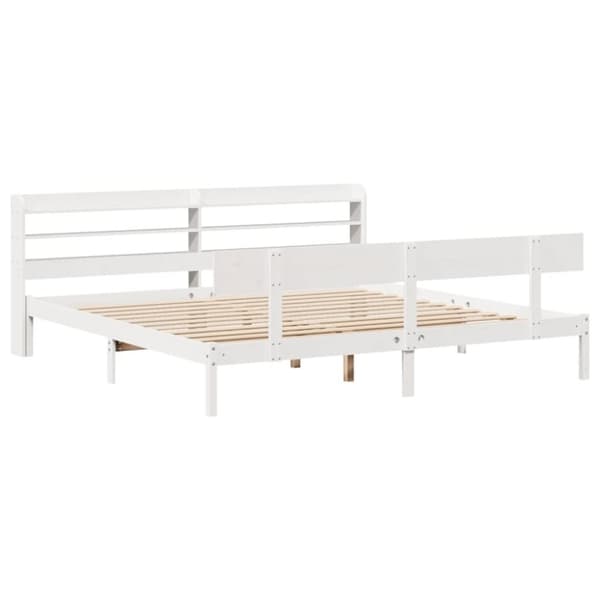 vidaXL sengeramme uden madras 200x200 cm massivt fyrretræ hvid