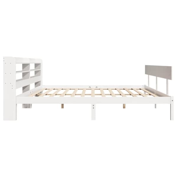 vidaXL sengeramme uden madras 200x200 cm massivt fyrretræ hvid