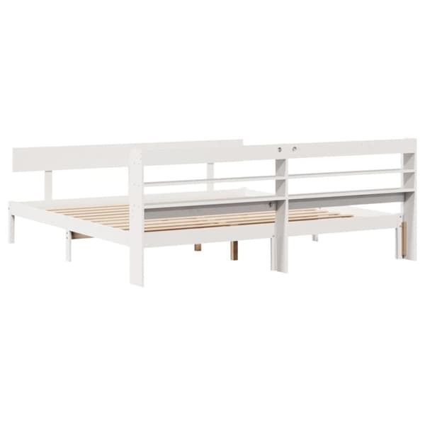 vidaXL sengeramme uden madras 200x200 cm massivt fyrretræ hvid