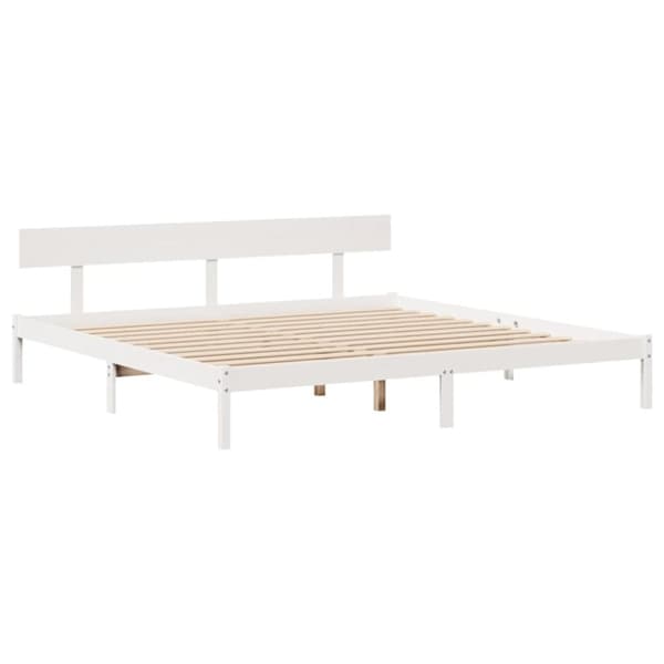 vidaXL sengeramme uden madras 200x200 cm massivt fyrretræ hvid