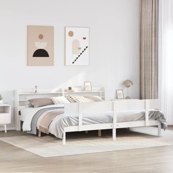 vidaXL sengeramme uden madras 200x200 cm massivt fyrretræ hvid