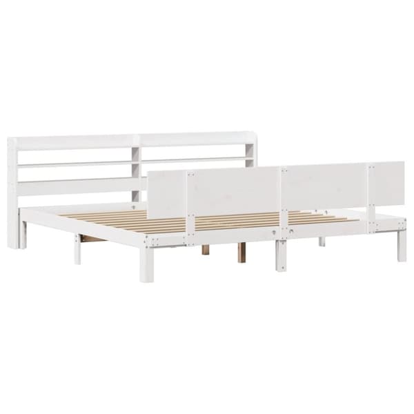 vidaXL Sengeramme med hodegavl hvit 200x200 cm heltre furu