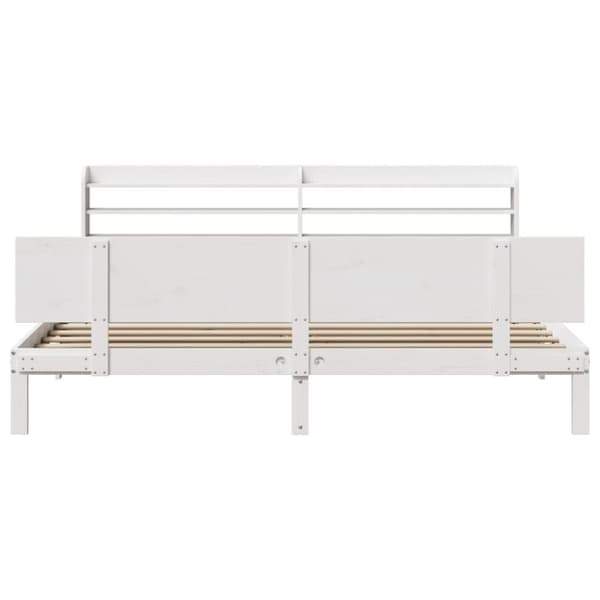 vidaXL Sengeramme med hodegavl hvit 200x200 cm heltre furu