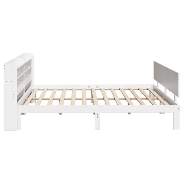 vidaXL Sengeramme med hodegavl hvit 200x200 cm heltre furu