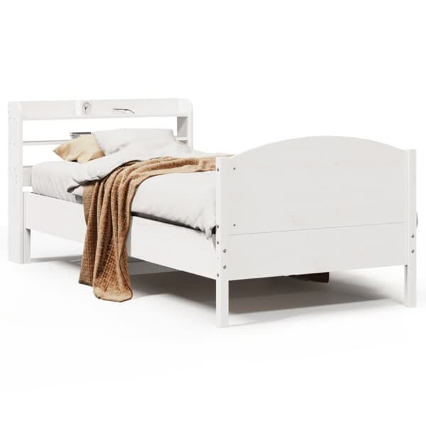 vidaXL Sängram utan madrass vit 90x200 cm massiv furu