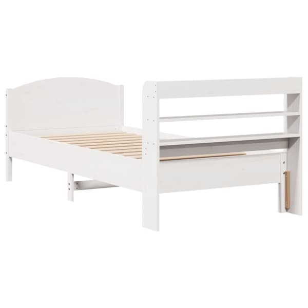 vidaXL Sängram utan madrass vit 90x200 cm massiv furu
