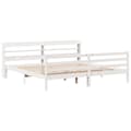 Miniatyrbilde 3 av 11: vidaXL Sengeramme med hodegavl hvit 200x200 cm heltre furu