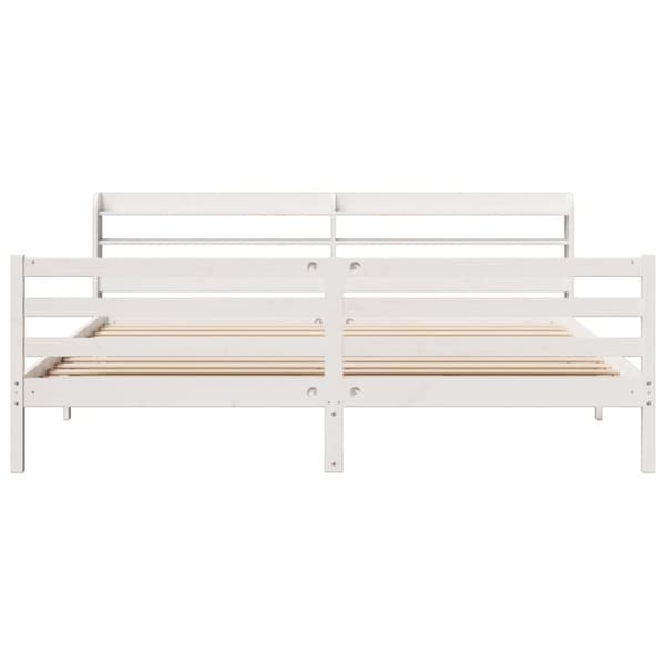 vidaXL Sengeramme med hodegavl hvit 200x200 cm heltre furu