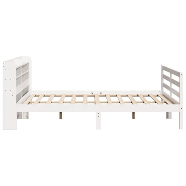 vidaXL Sengeramme med hodegavl hvit 200x200 cm heltre furu