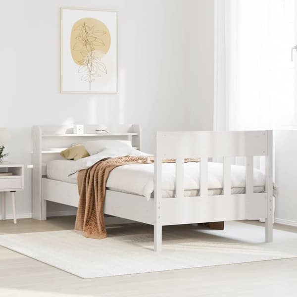 vidaXL Sängynrunko ilman patjaa päädyllä 75x190 cm täysi mänty