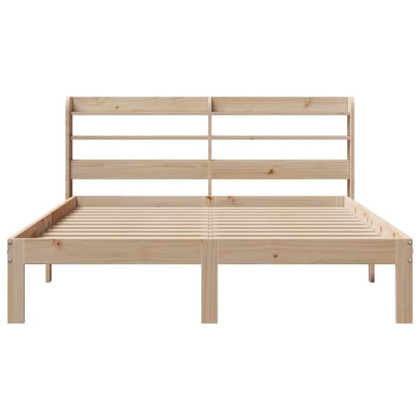 vidaXL sengeramme med sengegavl 135x190 cm massivt fyrretræ hvid