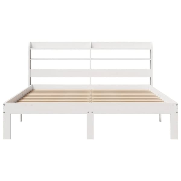 vidaXL Sängynrunko päädyllä valkoinen 140x190 cm täysi mänty