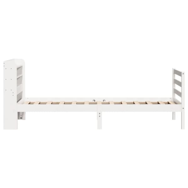 vidaXL Sängynrunko päädyllä valkoinen 90x190 cm täysi mänty
