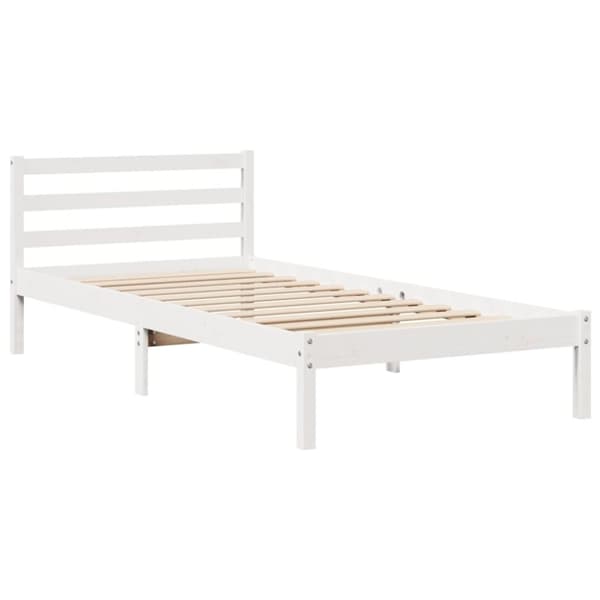 vidaXL Sängynrunko päädyllä valkoinen 90x190 cm täysi mänty