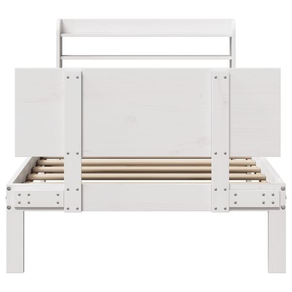 vidaXL sengeramme med sengegavl 90x190 cm massivt fyrretræ hvid