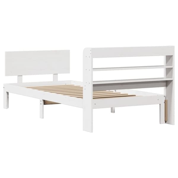vidaXL sengeramme med sengegavl 90x190 cm massivt fyrretræ hvid