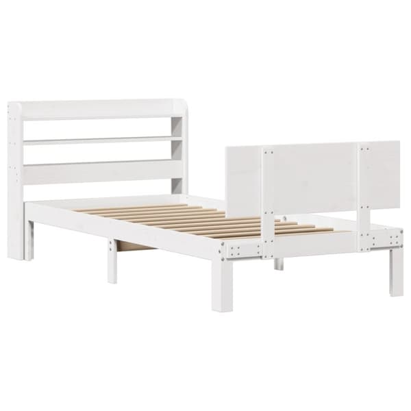 vidaXL sengeramme med sengegavl 90x190 cm massivt fyrretræ hvid
