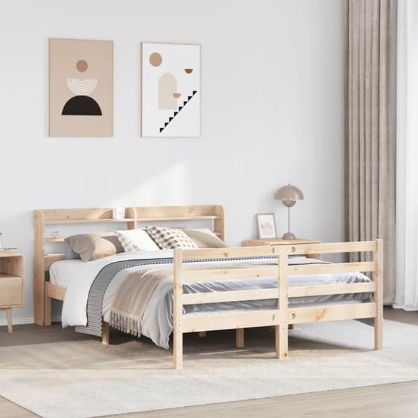 vidaXL sengeramme med sengegavl 120x200 cm massivt fyrretræ hvid
