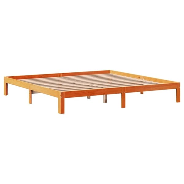 vidaXL Sängynrunko ilman patjaa vahanruskea 180x200 cm täysi mänty