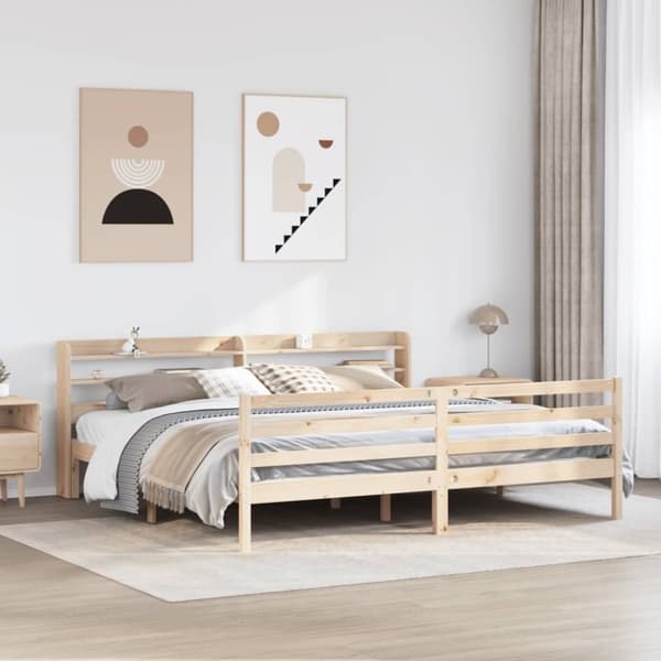 vidaXL sengeramme med sengegavl 180x200 cm massivt fyrretræ