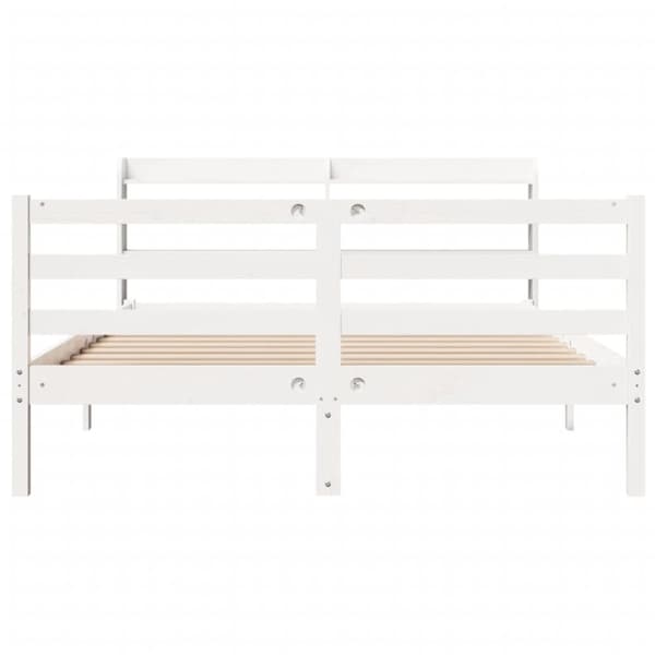 vidaXL Sengeramme med hodegavl hvit 140x190 cm heltre furu