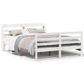 Miniatyrbilde 2 av 11: vidaXL Sengeramme med hodegavl hvit 140x190 cm heltre furu