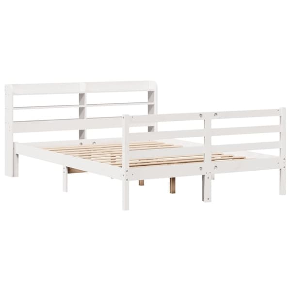 vidaXL Sengeramme med hodegavl hvit 140x190 cm heltre furu
