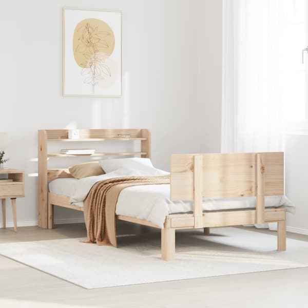 vidaXL Sengeramme med hodegavl 90x190 cm heltre furu