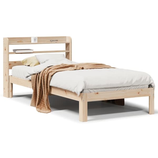 vidaXL Sengeramme med hodegavl 75x190 cm heltre furu