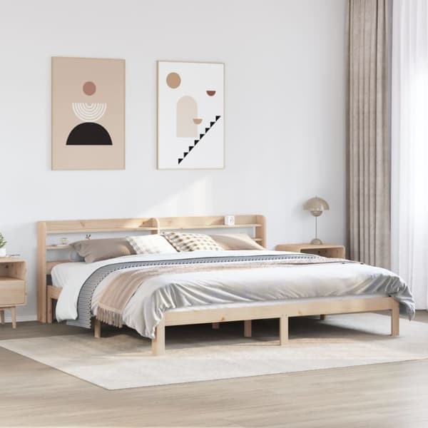 vidaXL Sängram med huvudgavel 200x200 cm massiv furu