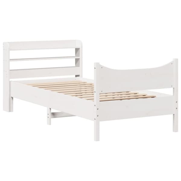 vidaXL Sengeramme med hodegavl hvit 100x200 cm heltre furu