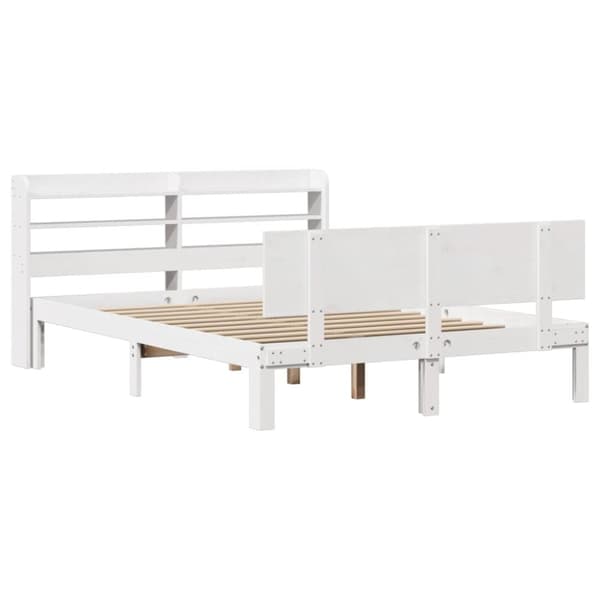 vidaXL Sengeramme med hodegavl hvit 120x200 cm heltre furu