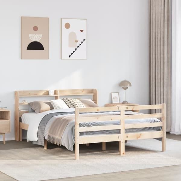 vidaXL Sengeramme med hodegavl 140x200 cm heltre furu