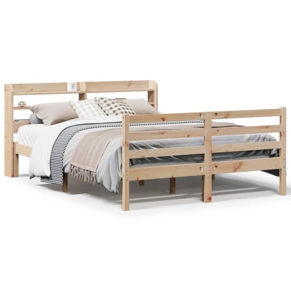vidaXL Sengeramme med hodegavl 140x200 cm heltre furu