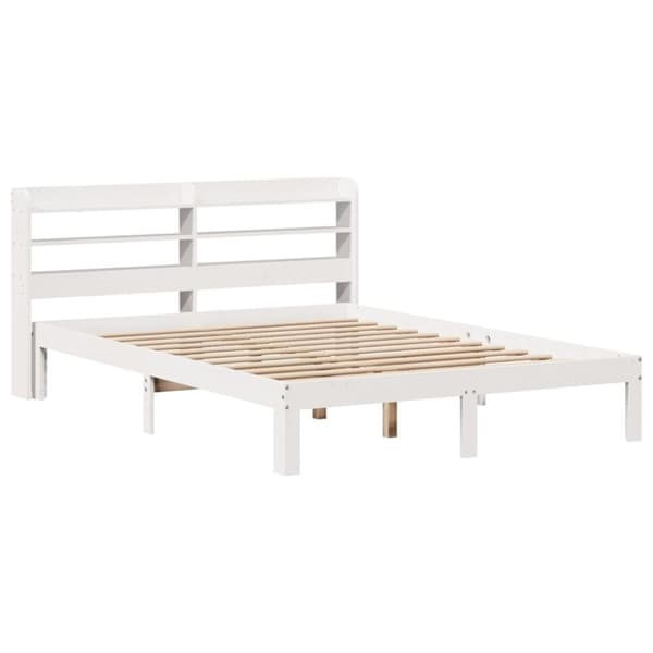 vidaXL Sengeramme med hodegavl hvit 120x200 cm heltre furu