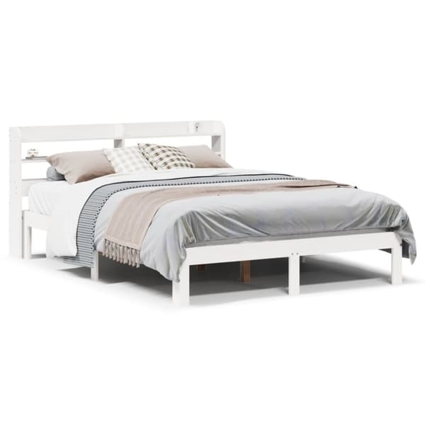 vidaXL Sengeramme med hodegavl hvit 120x190 cm heltre furu