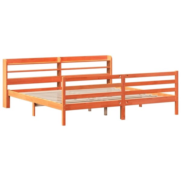 vidaXL Sängynrunko ilman patjaa vahanruskea 180x200 cm täysi mänty